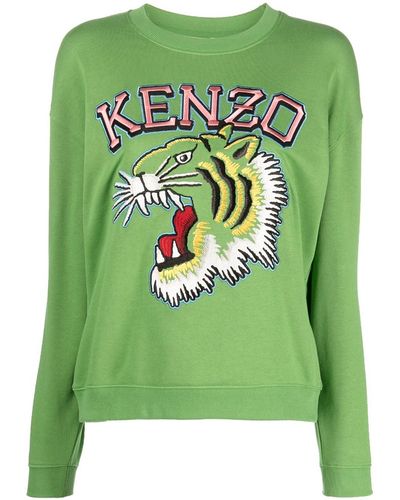 KENZO Tiger Varsity Cotton Sweatshirt - Green