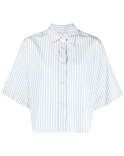 Forte Forte Striped Chic Taffetas Half Sleeve Boxy Shirt - White