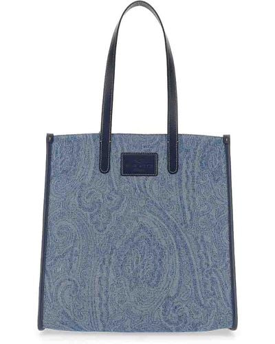 Etro Tote Bag With Print - Blue