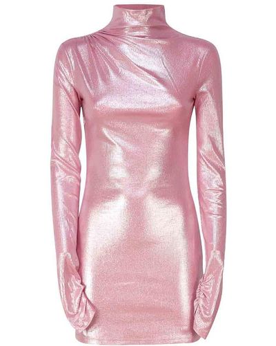 ANDAMANE High Neck Dress With Neckline - Pink