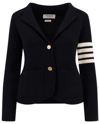 Thom Browne Wool Blazer With Metal Buttons - Black