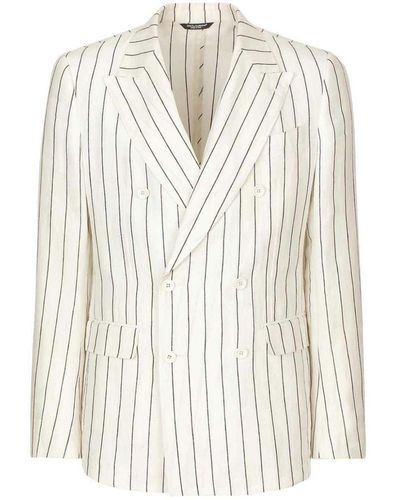 Dolce & Gabbana Double-breasted Pinstripe Blazer - White