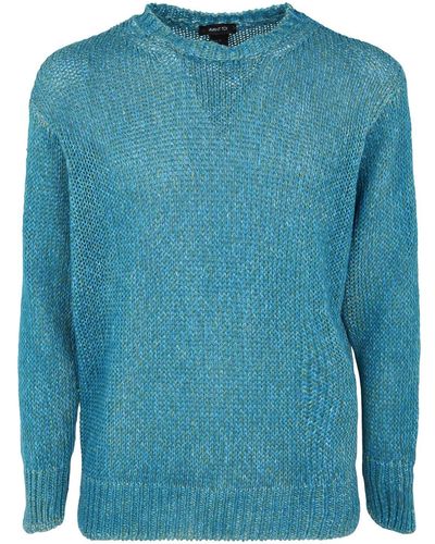 Avant Toi Crewneck Linen Sweatshirt - Blue