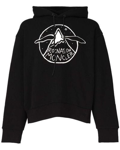 Moncler Logoed Hooded And Zippered Sweatshirt - Black