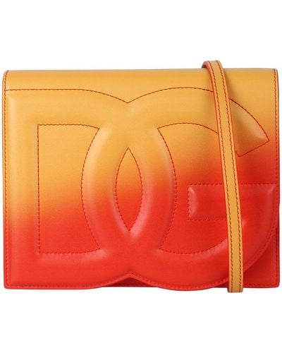 Dolce & Gabbana Shoulder Bag With Embossed Logo - Orange