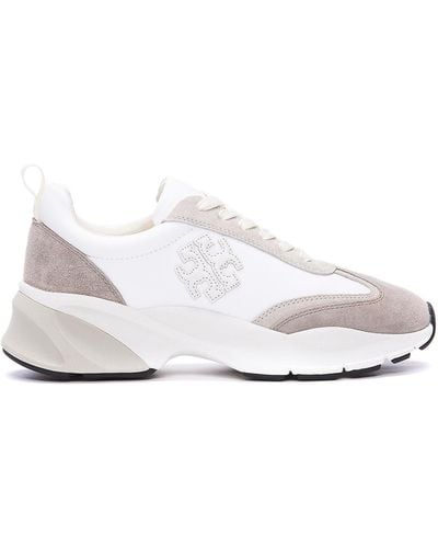 Tory Burch Leather And Fabric Trainers - White