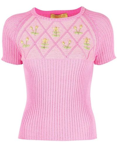 Cormio Embroidered Cotton T-shirt - Pink