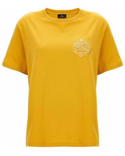 Etro Cotton Embroidered T-shirt - Yellow