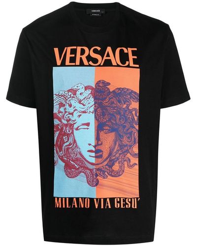 Versace Medusa T-shirt With Print - Black
