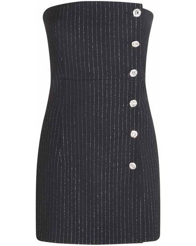 Alessandra Rich And Silver-tone Wool Blend Dress - Black