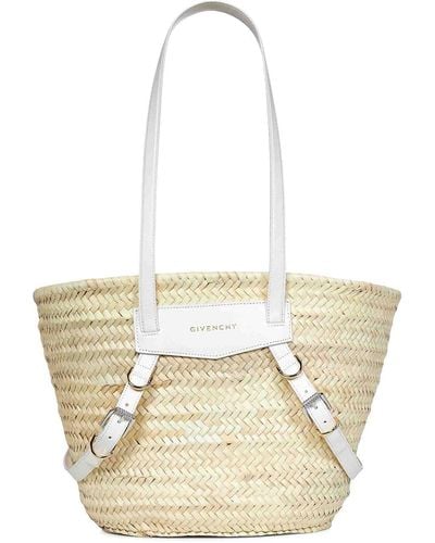 Givenchy Raffia Basket Bag With Leather Handles - White