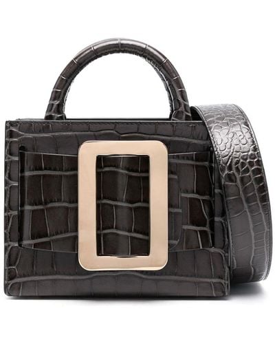 Boyy Bobby 18 Croco Embossed Leather Handbag - Black