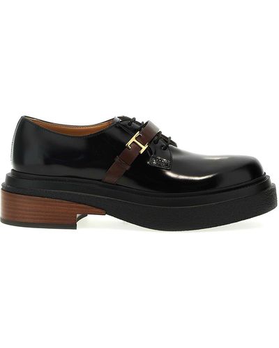 Tod's Leather Lace Up Shoes - Black