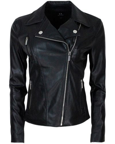Armani Exchange Faux Leather Jacket - Black