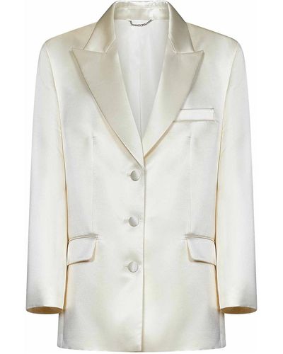 Magda Butrym Oversize Silk & Wool Blazer - White