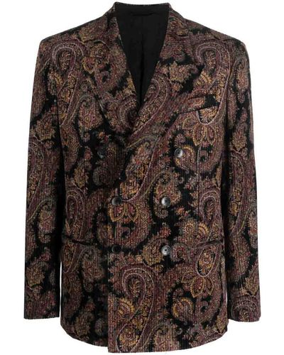 Etro Cotton Double-breasted Jacket - Brown