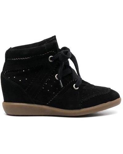 Isabel Marant Wedge-heel Lace-up Sneakers - Black