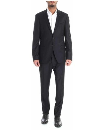Karl Lagerfeld Wool Two Button Suit - Black