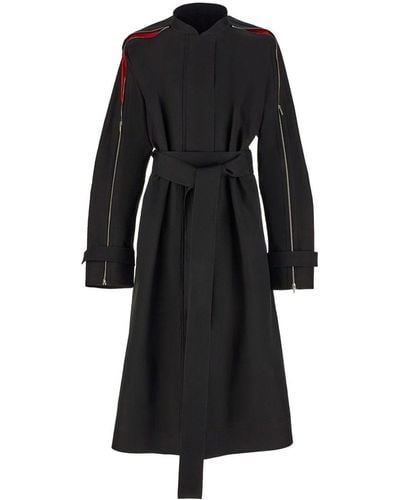 Ferragamo Zip-detail Cotton Belted Trench Coat - Black