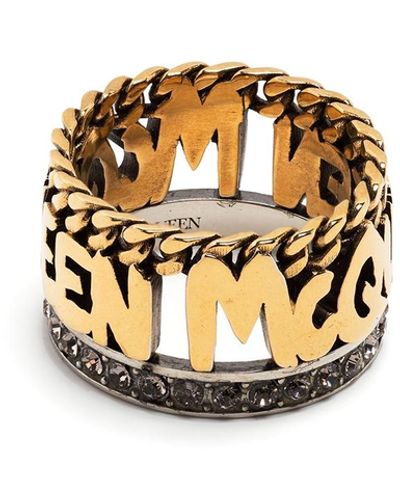 Alexander McQueen Crystal Embellished Ring - Metallic
