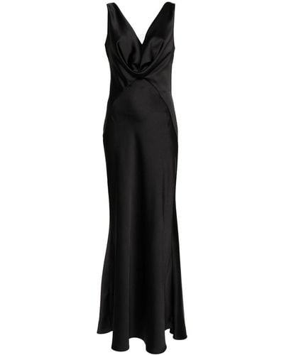 Pinko Long Dress With Shawl Neckline - Black