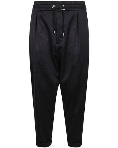 Balmain Slouchy Monogram Jersey Trousers - Black