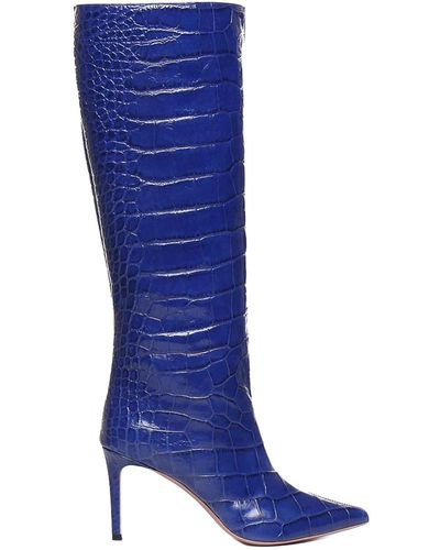 Giuliano Galiano Crocodile Print Leather Boots - Blue