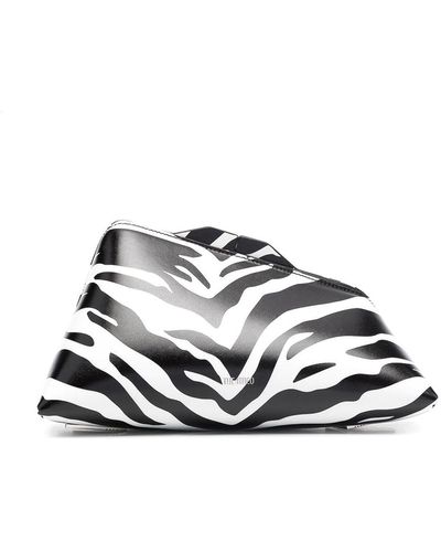 The Attico 830 Pm Zebra Pattern Leather Clutch Bag - White