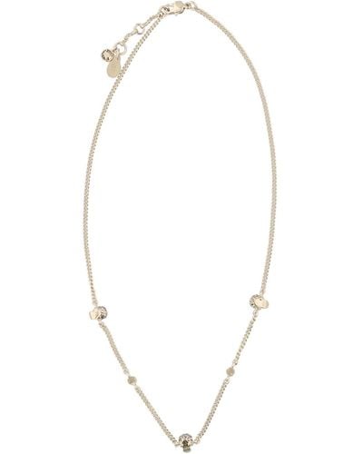 Alexander McQueen Skull Pale Gold Brass Necklace - White