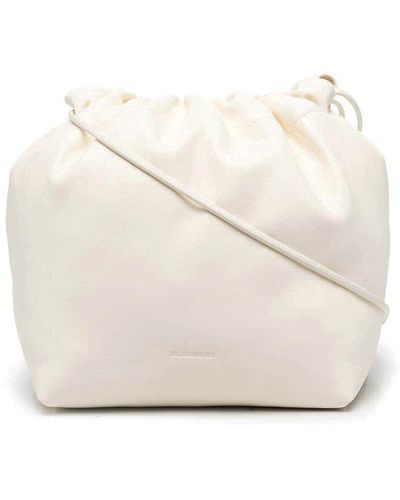 Jil Sander Drawstring-fastening Leather Bucket Bag - White