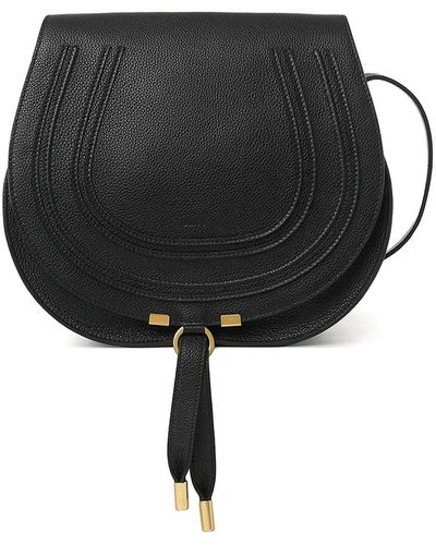 Chloé Grained Leather Bag With Stitching - Black