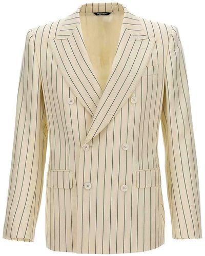 Dolce & Gabbana Pinstriped Double-breasted Blazer - White