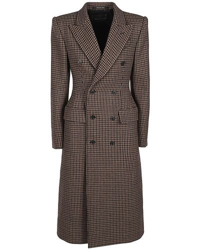 Balenciaga Houndstooth Wool-blend Coat - Brown
