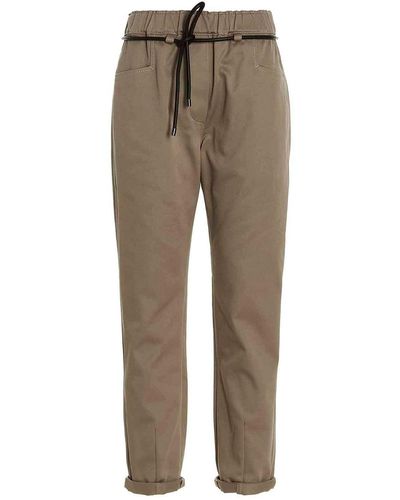 Brunello Cucinelli Leather Belt Trousers - Natural