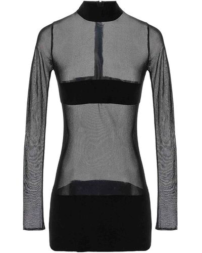 Monot Transparent Knit Mini Dress - Black
