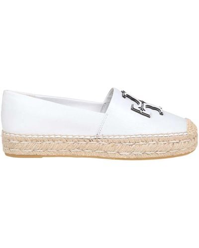 Tory Burch Ines Platform Espadrilles In Leather - White