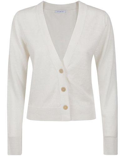 Malo Short Three-button Cardigan - White