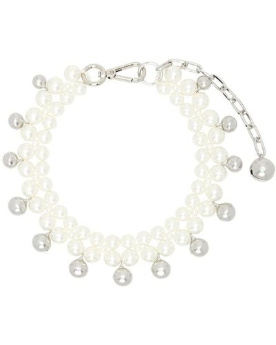 Simone Rocha Double Bell Charm And Pearl Necklace - White
