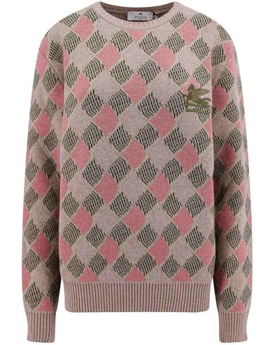 Etro Wool Sweater With Embossed Iconic Embroidery - Multicolor