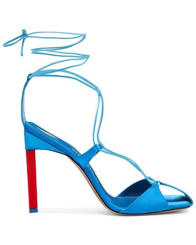 The Attico Sandals With Laces And Contrasting Heel - Blue
