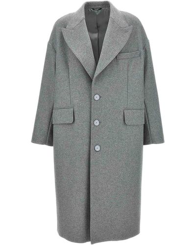 Dolce & Gabbana Single-breasted Wool Coat - Grey