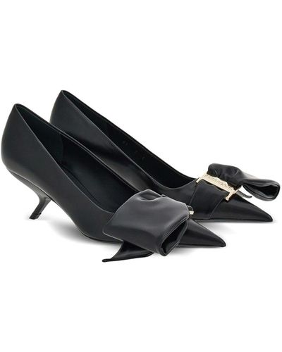 Ferragamo Soft Bow Leather Court Shoes - Black