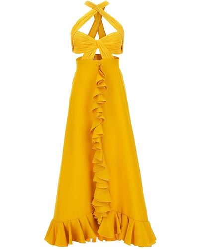 Giambattista Valli Flounced Cady Dress Dresses - Yellow