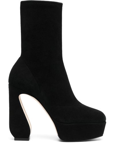 SI ROSSI Sculpted-heel Platform Ankle Boots - Black