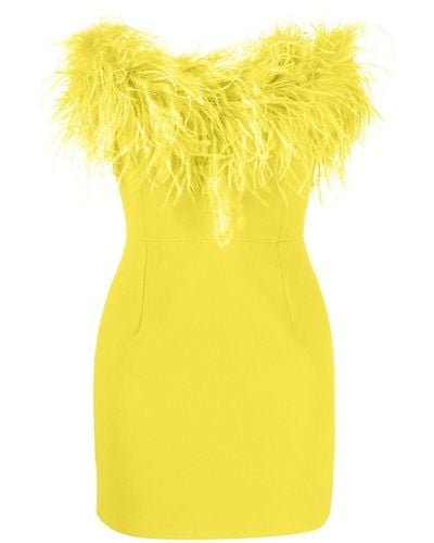 New Arrivals Feathers Detail Short Dress - Yellow