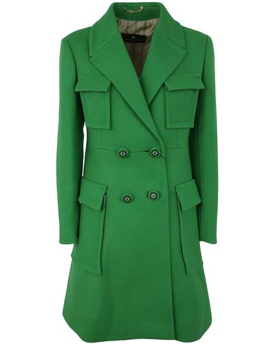 Etro Double Breasted Coat - Green