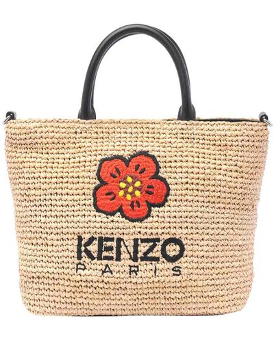 KENZO Small Raphia Tote Bag - Natural