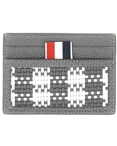 Thom Browne Woven Leather Card Case - White
