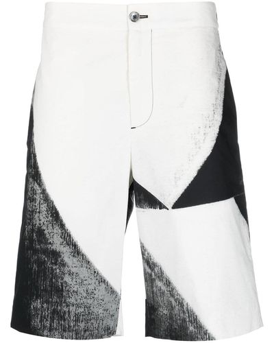 Alexander McQueen Abstarct-print Cotton Bermuda Shorts - White