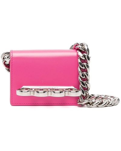 Alexander McQueen The Four Ring Leather Micro Bag - Pink